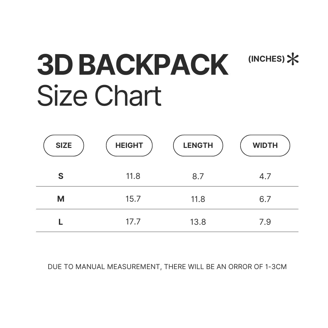3D Backpack Size Chart - Hellsing Merch