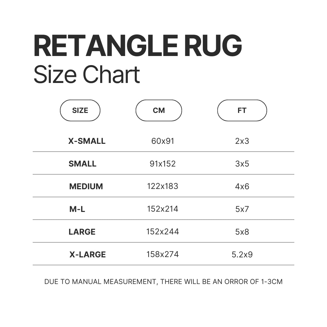 Retangle Rug Size Chart - Hellsing Merch