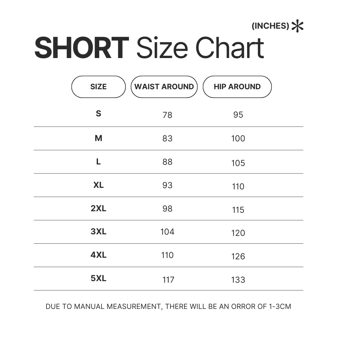 Short Size Chart - Hellsing Merch