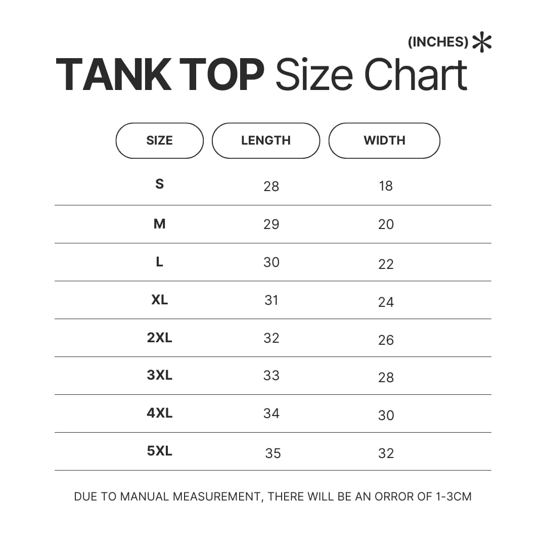 Tank Top Size Chart - Hellsing Merch