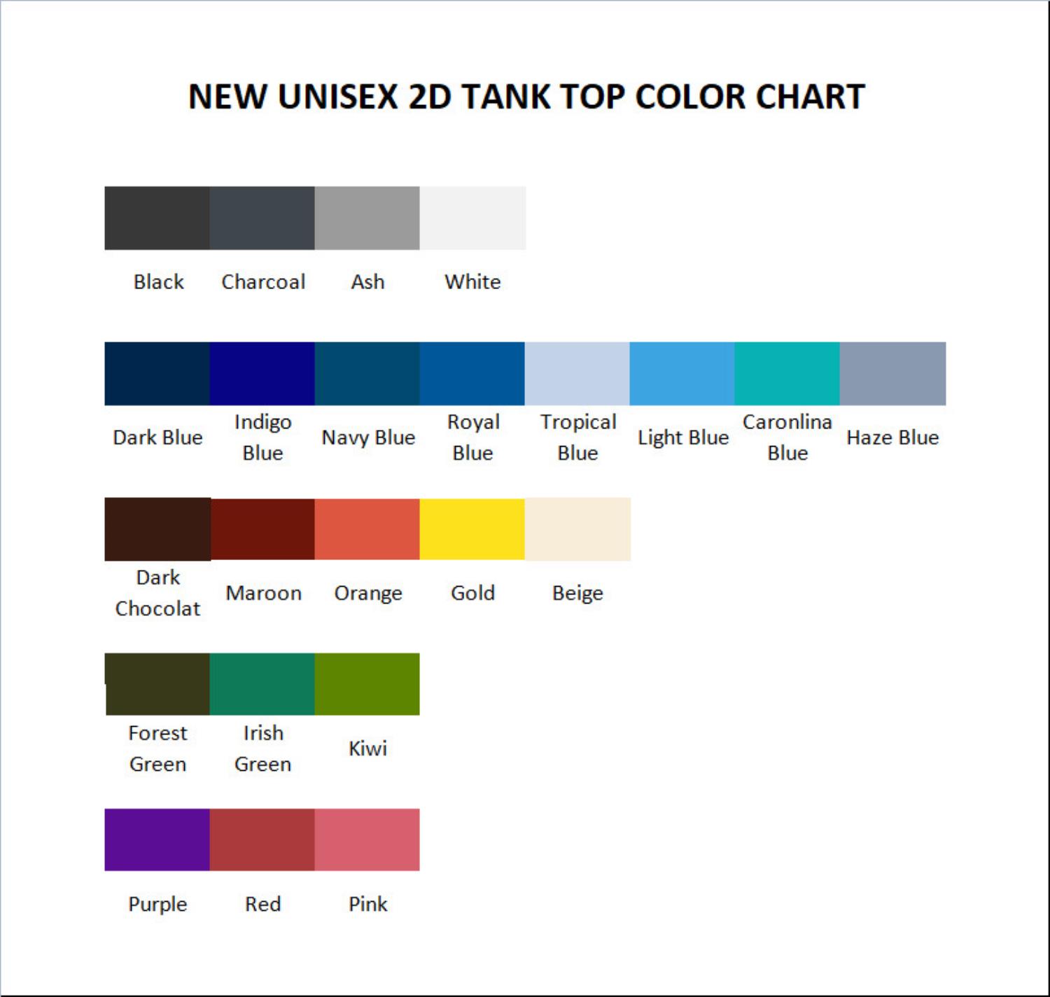 tank top color chart - Hellsing Merch