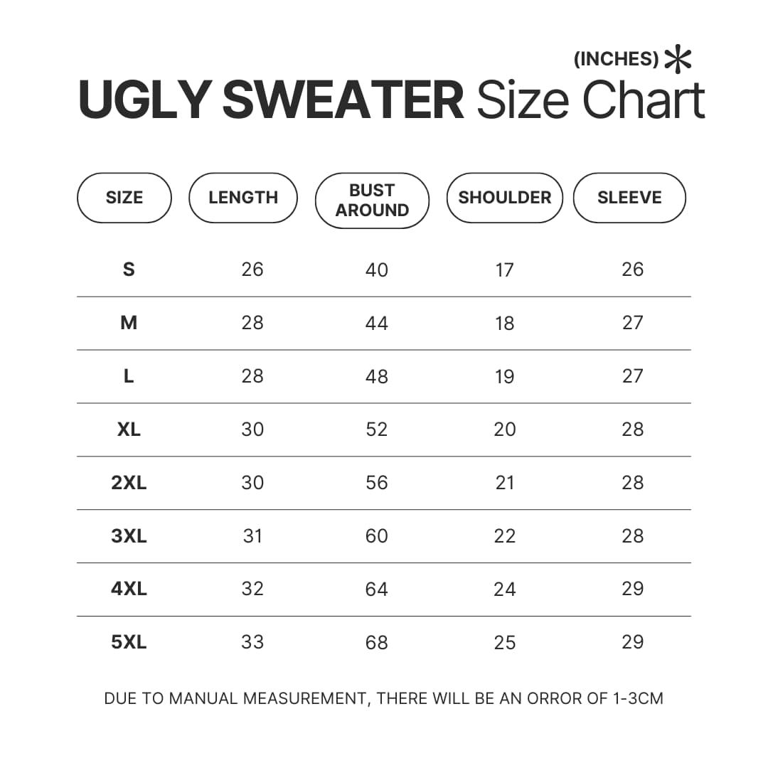 Ugly Sweater Size Chart - Hellsing Merch